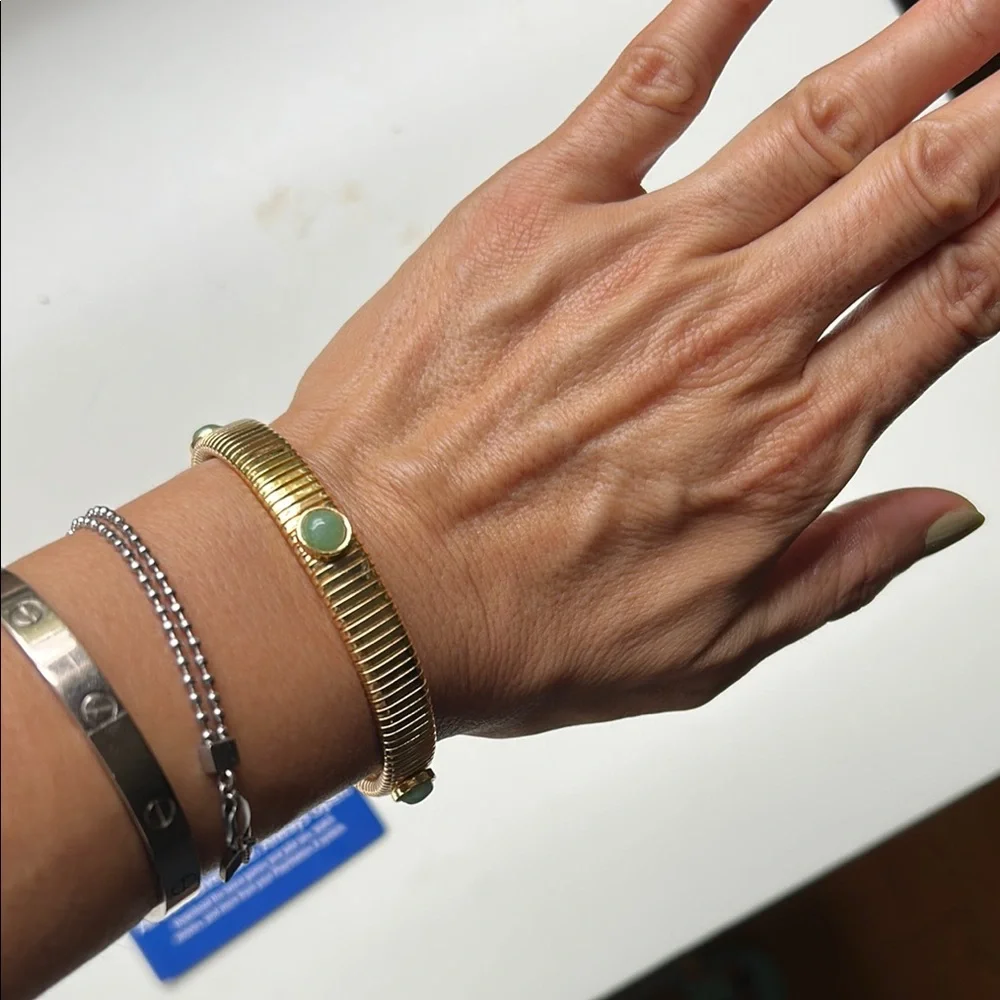 Elegant Gold and Green Bracelet